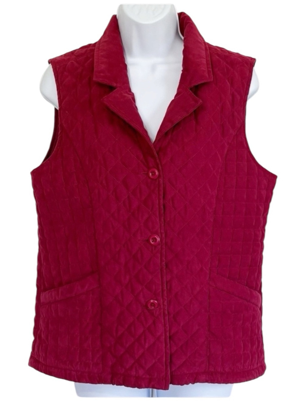 CABELA’S Womens M Burgundy Quilted Vest Button Front Outdoor Fall Layering